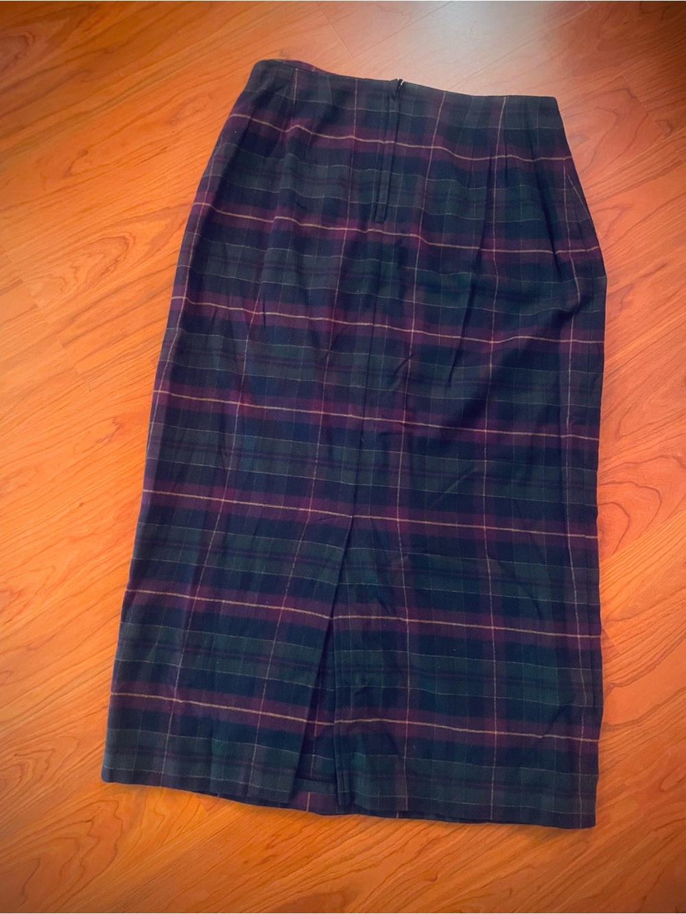 VTG Talbots Long Faux Wrap Skirt Green Purple Plaid Flannel Maxi sz 12 - Picture 5 of 14